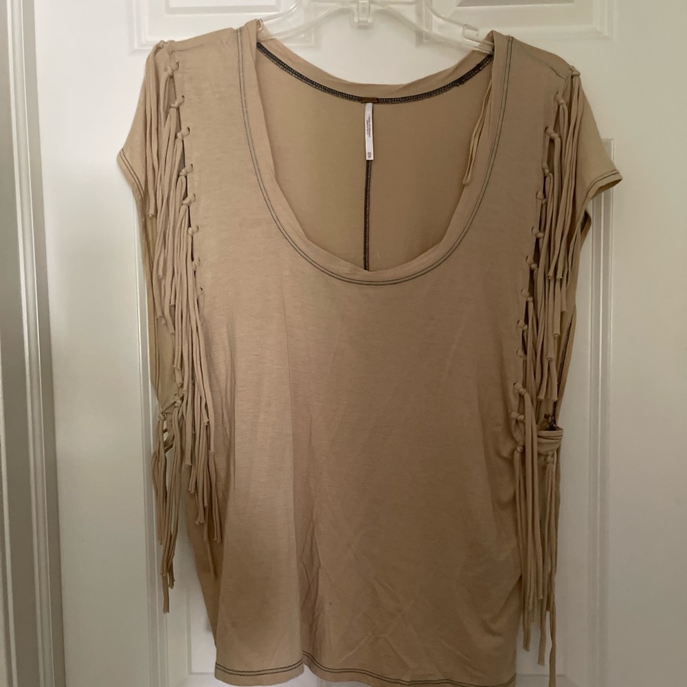 Free people size XS light brown fringe top